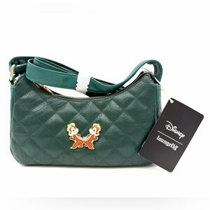 Disney Loungefly Chip and Dale Green Quilted Crossbody Bag NWT